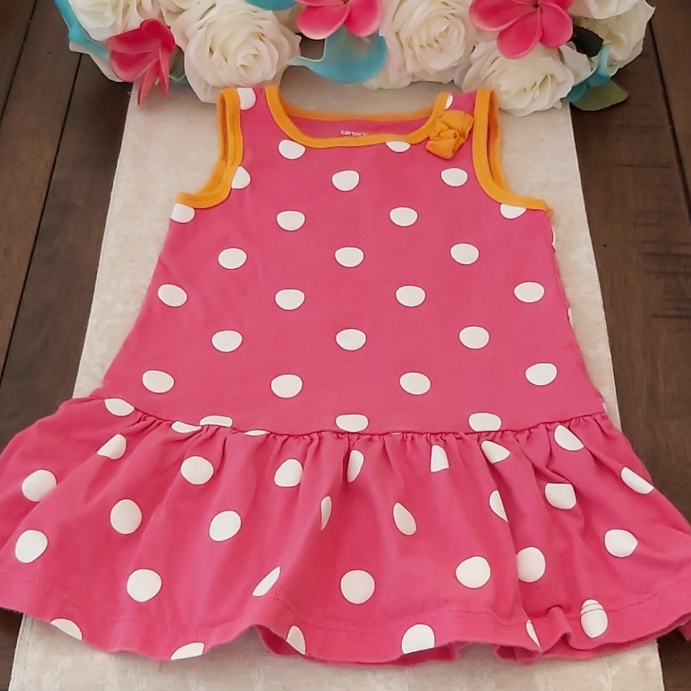 Hot pink polka dot dress GUC 24 mo